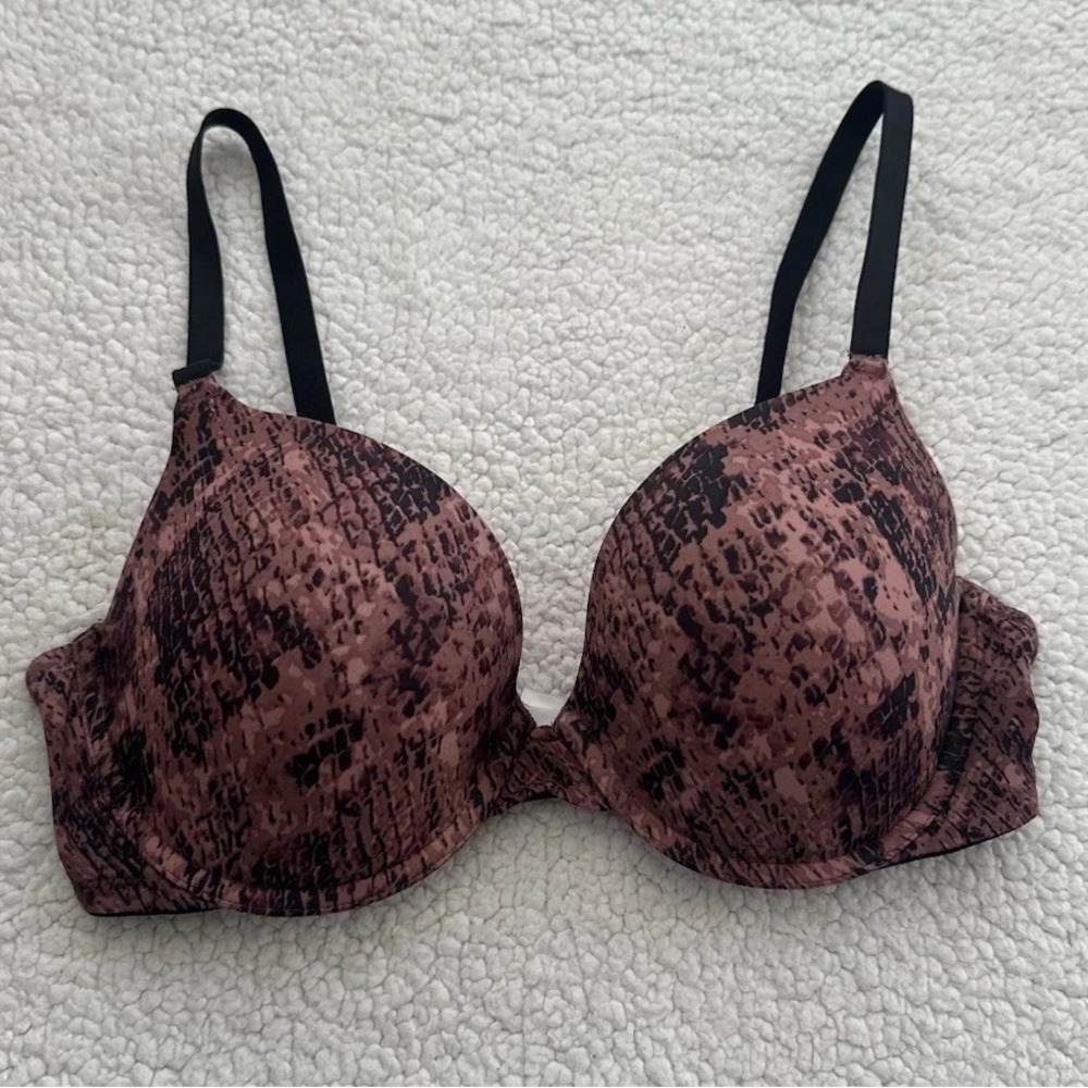 VICTORIA'S SECRET PINK Super Push-Up Bra VS Snakeskin 36D Multicolor